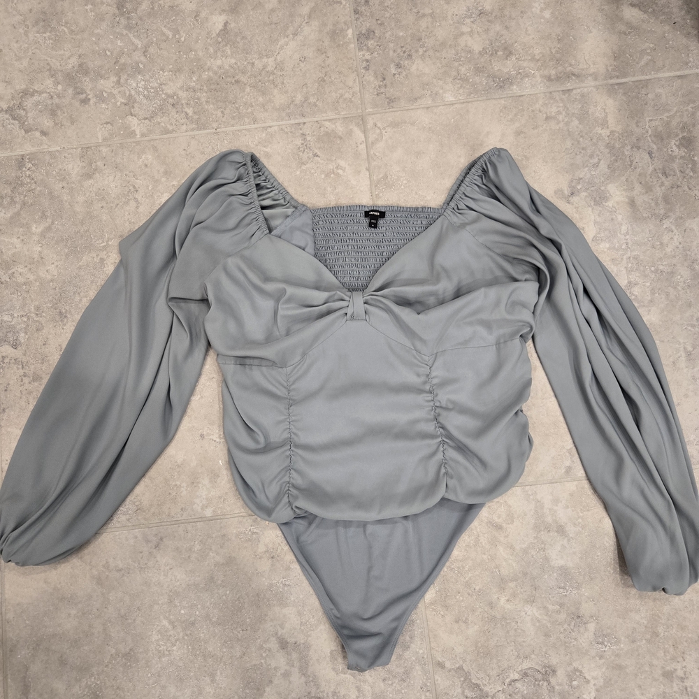 Express Gray Ruched Top